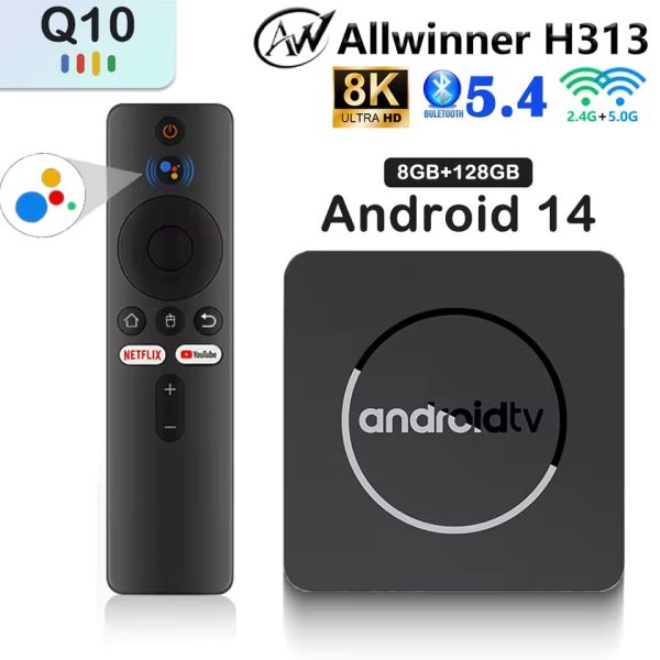 Android14 TV Box Q10 Allwinner H313 Supports 2.4G&5G Dual Wifi 8K 4GB RAM 32G Rom Set Top Box Media Player TV Box Voice Set Top Box